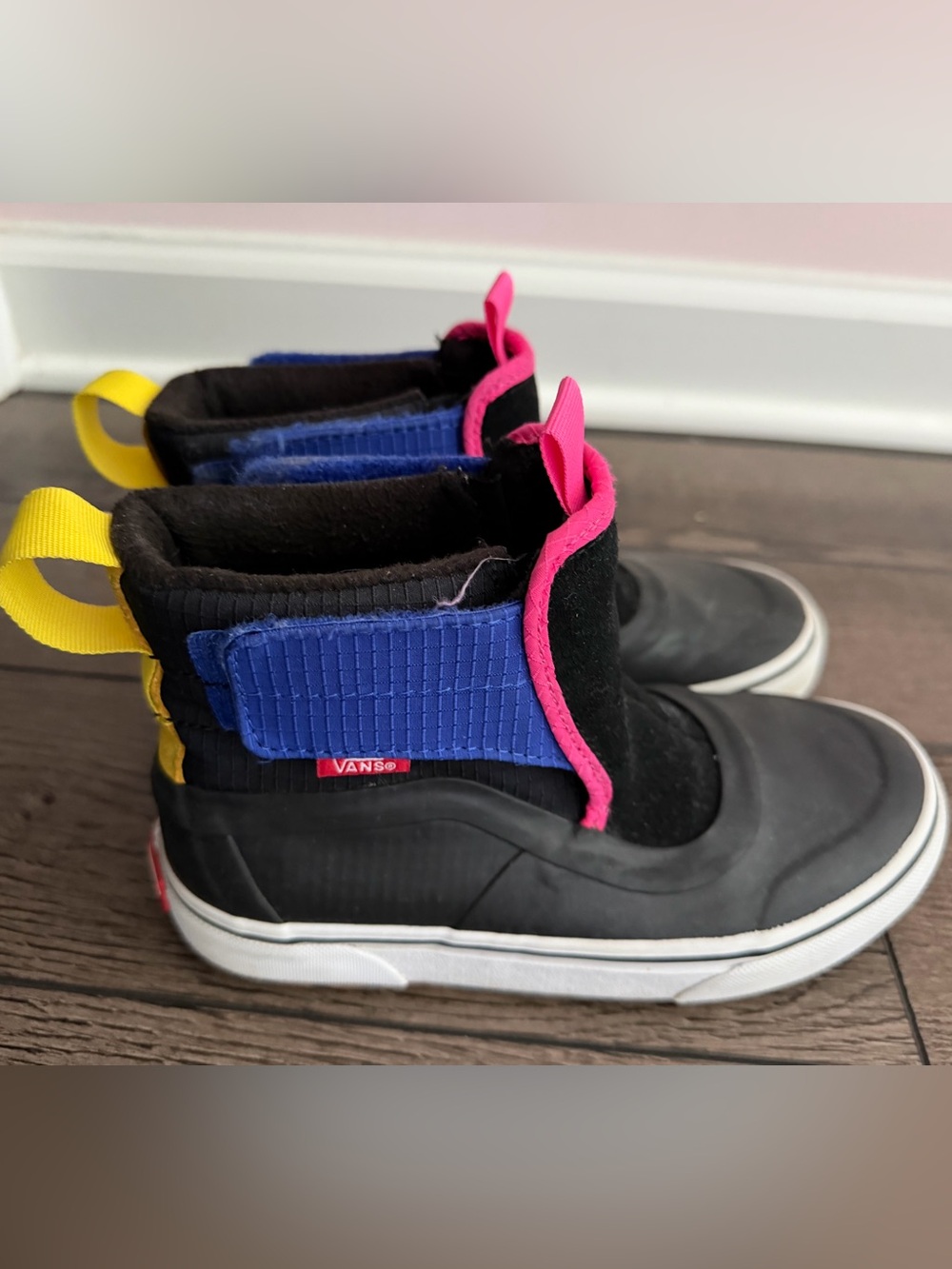 Vans Kids Black Boots with Pink, Blue & Yellow Accents
